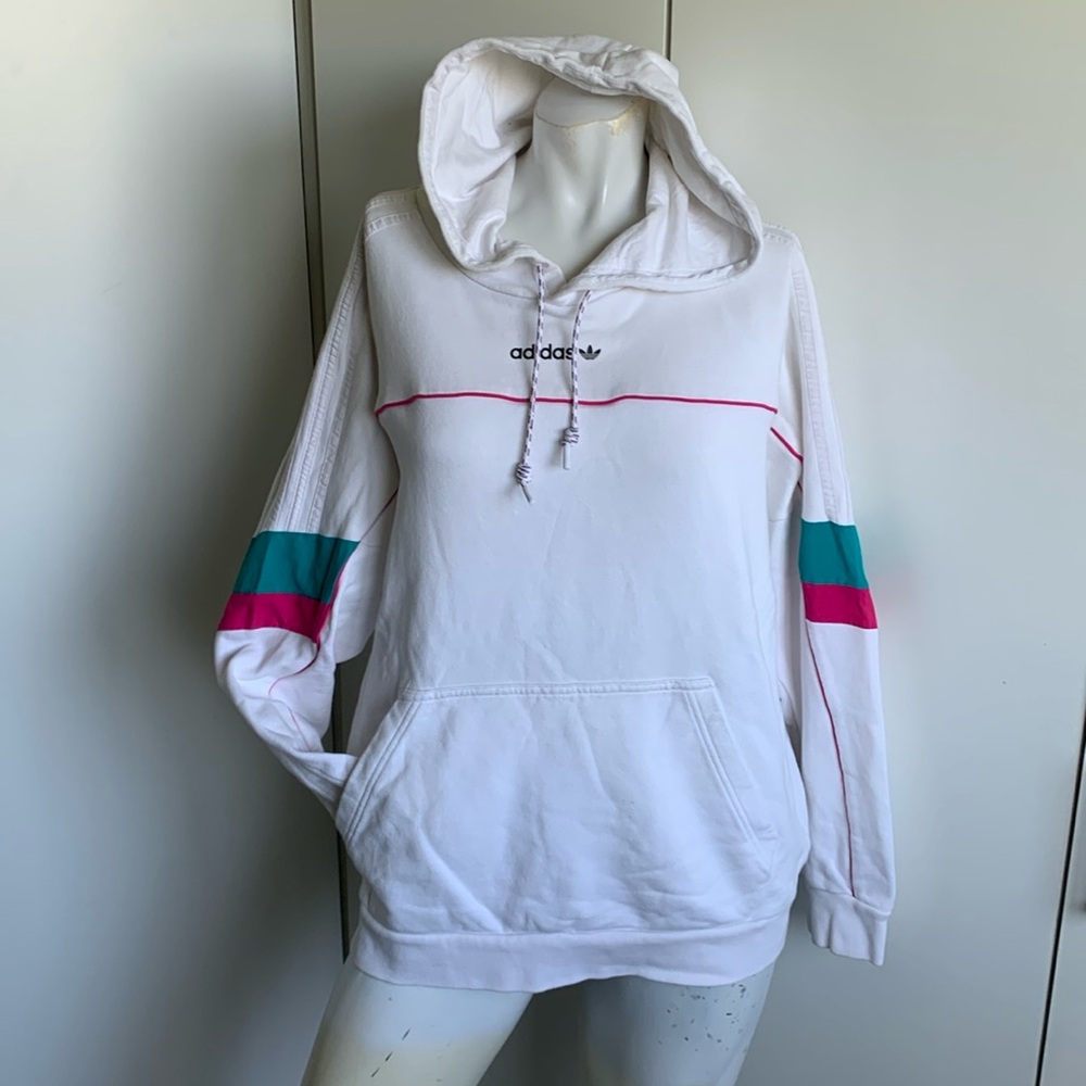 *RETRO* Adidas women’s medium white hoodie sweatshirt